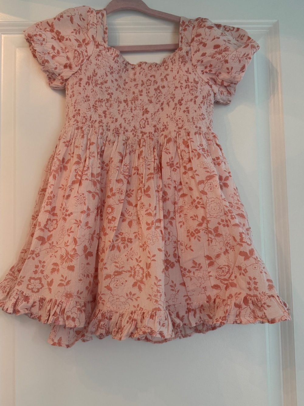 Janie & Jack Girls Pink Floral Smocked Dress Tea Party